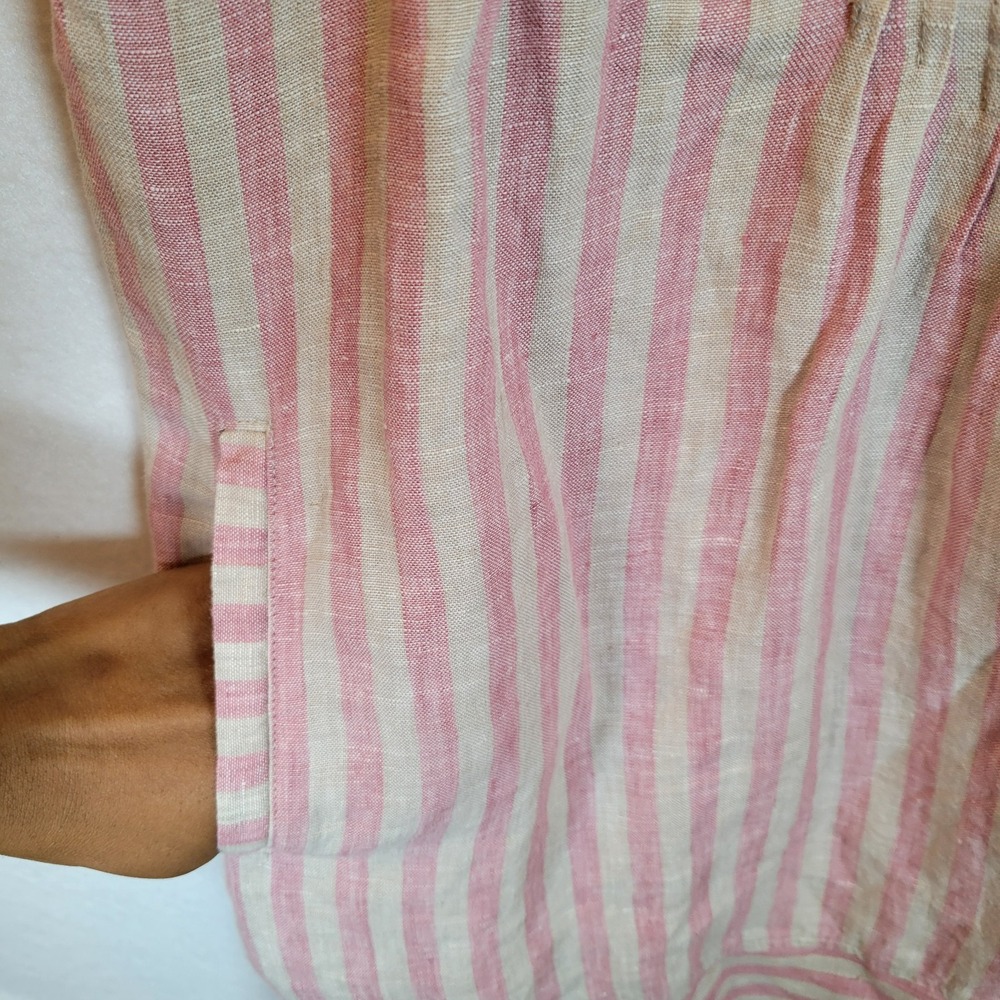 Faherty Womens Isha Linen Pockets Tank Dress Size Small Pink Striped Beachy - Picture 3 of 9